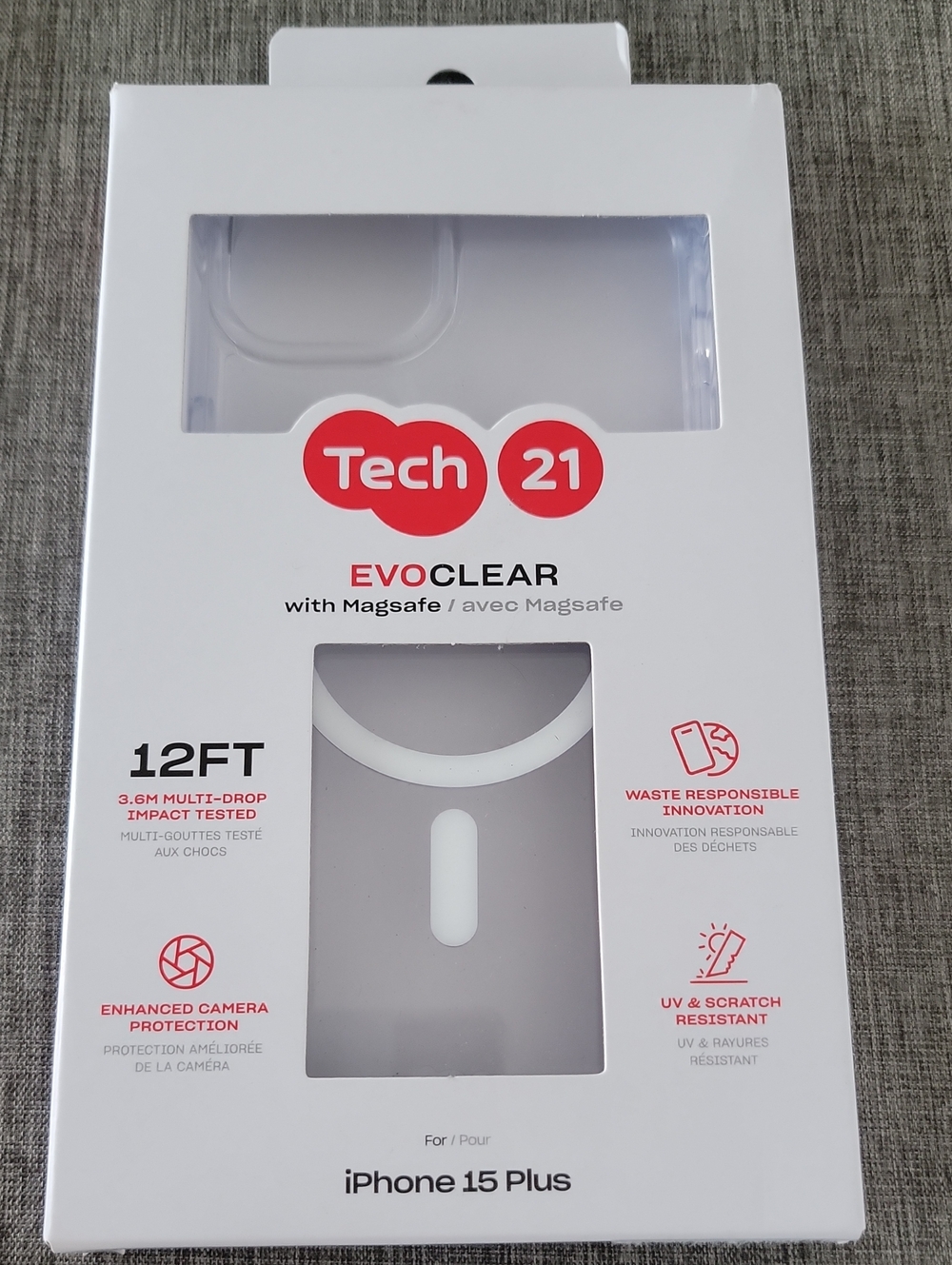 tech21 EvoClear with MagSafe iPhone 15 Plus Case - Clear Transparent